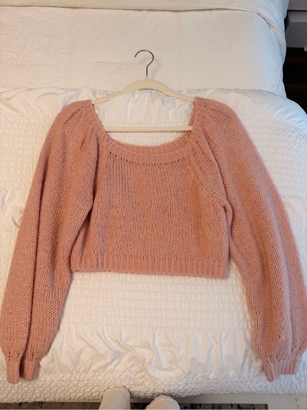Altar'd State Blush Pink Cropped Scoop-Neck Sweater